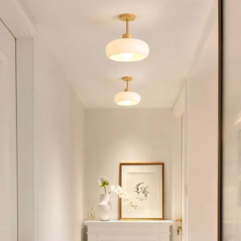 Milky White Glass Modern Hallway Ceiling Light - Clowas