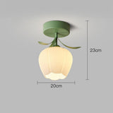Hallway Flower Semi Flush Ceiling Light Glass with Anti Glare
