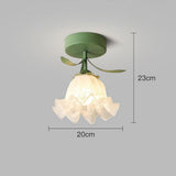 Hallway Flower Semi Flush Ceiling Light Glass with Anti Glare