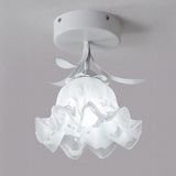 Hallway Flower Semi Flush Ceiling Light Glass with Anti Glare