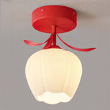 Hallway Flower Semi Flush Ceiling Light Glass with Anti Glare