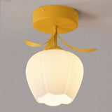 Hallway Flower Semi Flush Ceiling Light Glass with Anti Glare