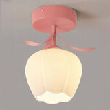 Hallway Flower Semi Flush Ceiling Light Glass with Anti Glare