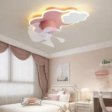 Blue Clouds Bedroom Ceiling Fan With Light - Clowas