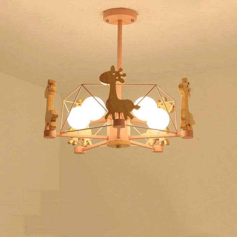 Giraffes Led Semi-flush Light Wood - Clowas