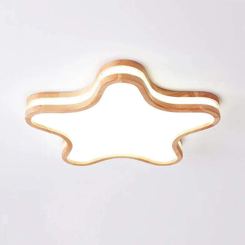 Moon Modern Wooden Flush Ceiling Lights - Clowas