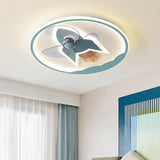 Round Aircraft Modern Ceiling Fan With Light - Clowas
