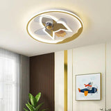 Round Aircraft Modern Ceiling Fan With Light - Clowas