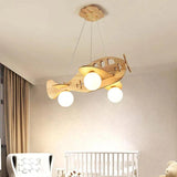 Cute Airplane Bedroom Wooden Pendant Light - Clowas