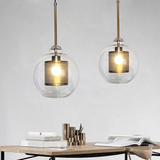 Nordic Clear Glass Sphere Pendant Light for Dining Room