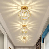 Lantern Iron Frame Crystal Flush Ceiling Lights - Clowas