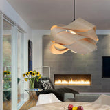 Irregular Wood Veneer Design Pendant Lights for Bedroom
