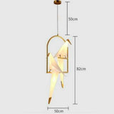 Bird-Shaped Ring Glass Gold Pendant Light - Clowas
