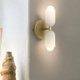 Cream Glass Plug-In Up Down Wall Light for Bedroom