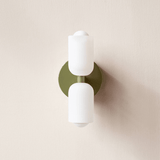 Cream Glass Plug-In Up Down Wall Light for Bedroom