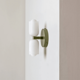 Cream Glass Plug-In Up Down Wall Light for Bedroom