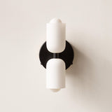 Cream Glass Plug-In Up Down Wall Light for Bedroom