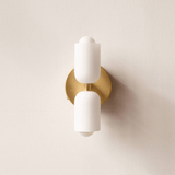 Cream Glass Plug-In Up Down Wall Light for Bedroom