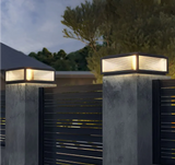 Solar Garden Pillar Light Modern IP65 Black Glass