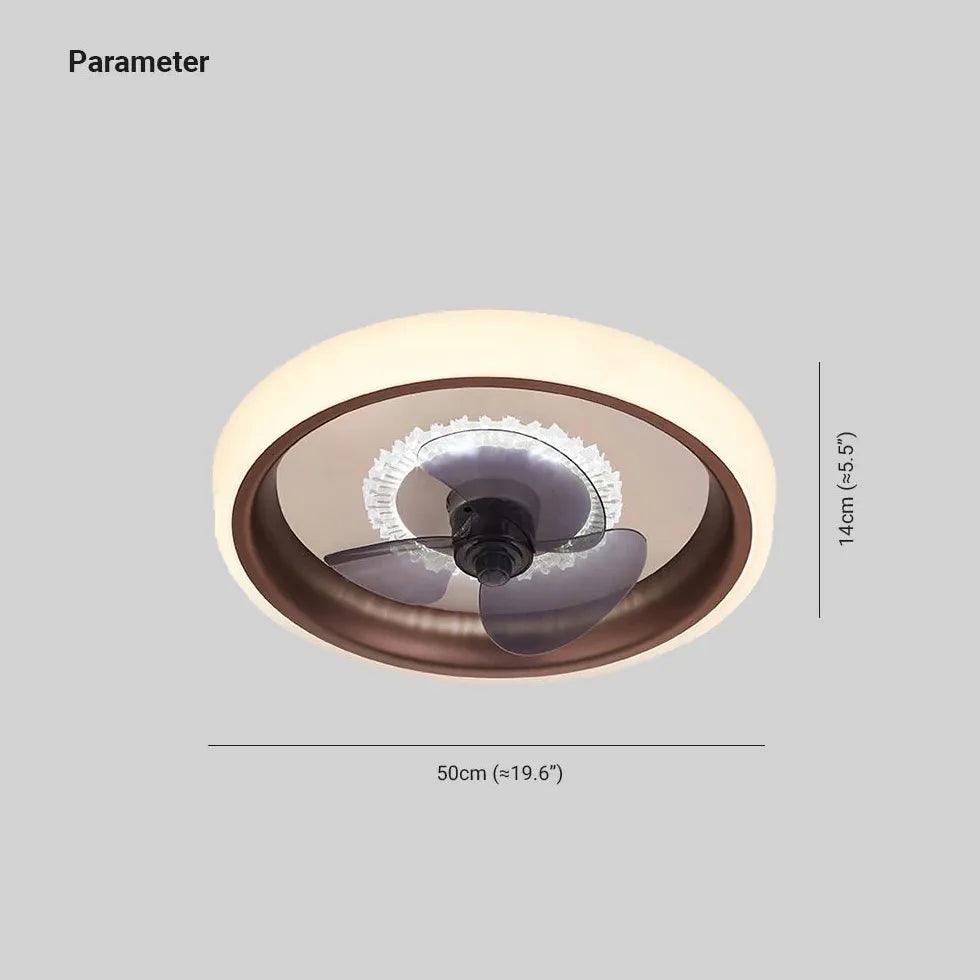 Transparent Round Modern Ceiling Fan with Light - Clowas