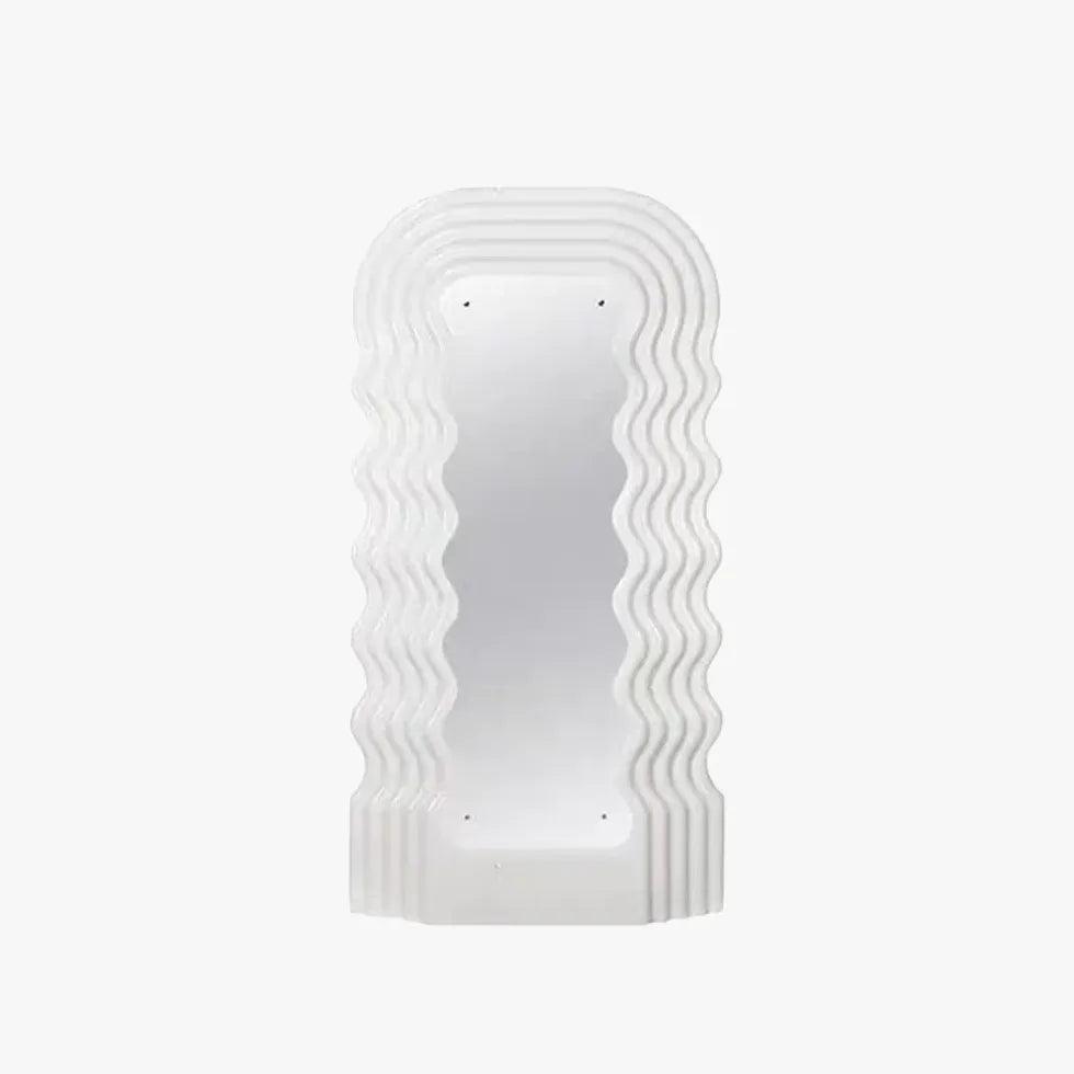 White Wavy Full-Length Mirror Floor Lamp - Clowas