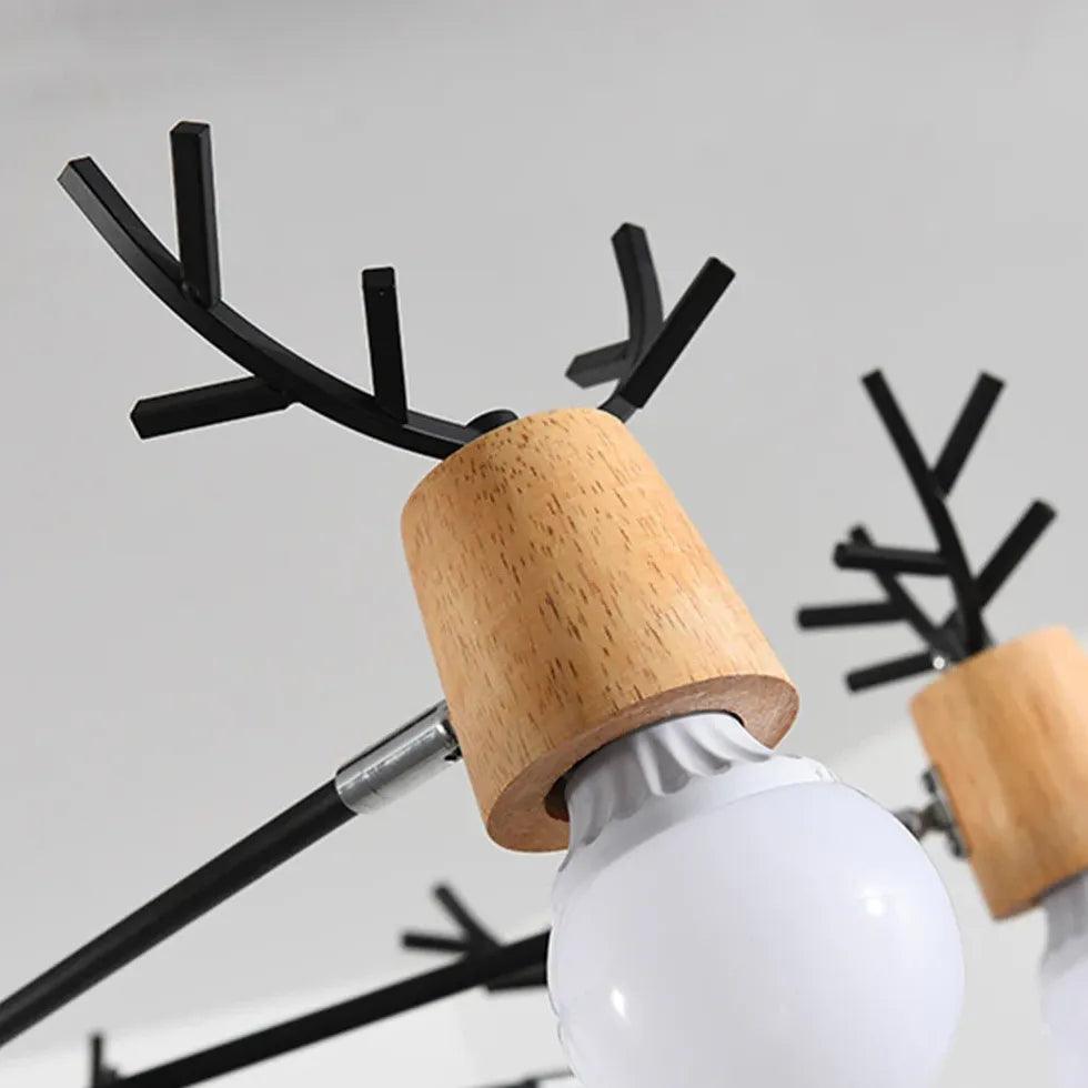 Multi-Armed Deer Head Wooden Chandelier - Clowas