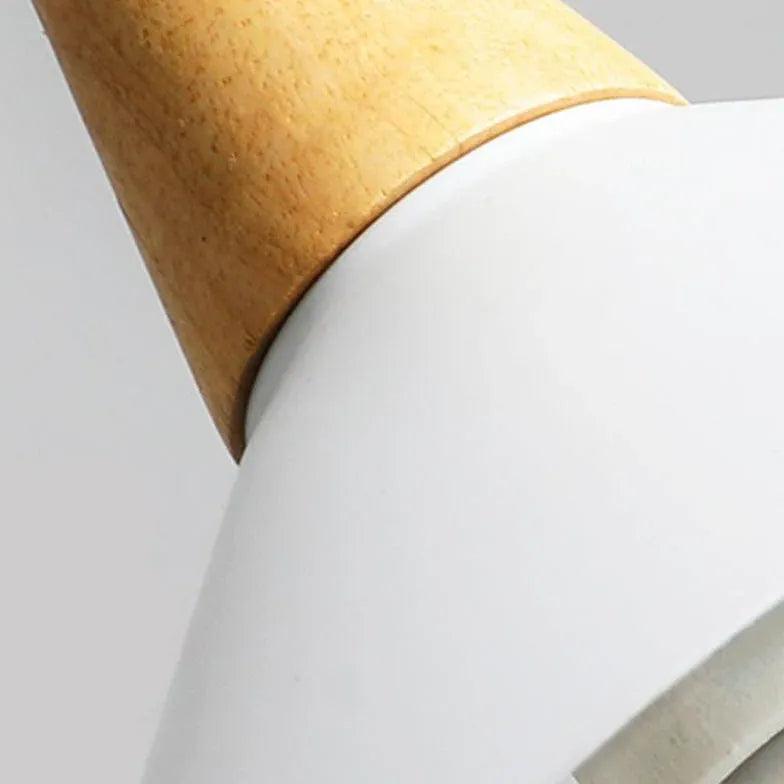 Wooden Handle Modern White Pendant Light - Clowas