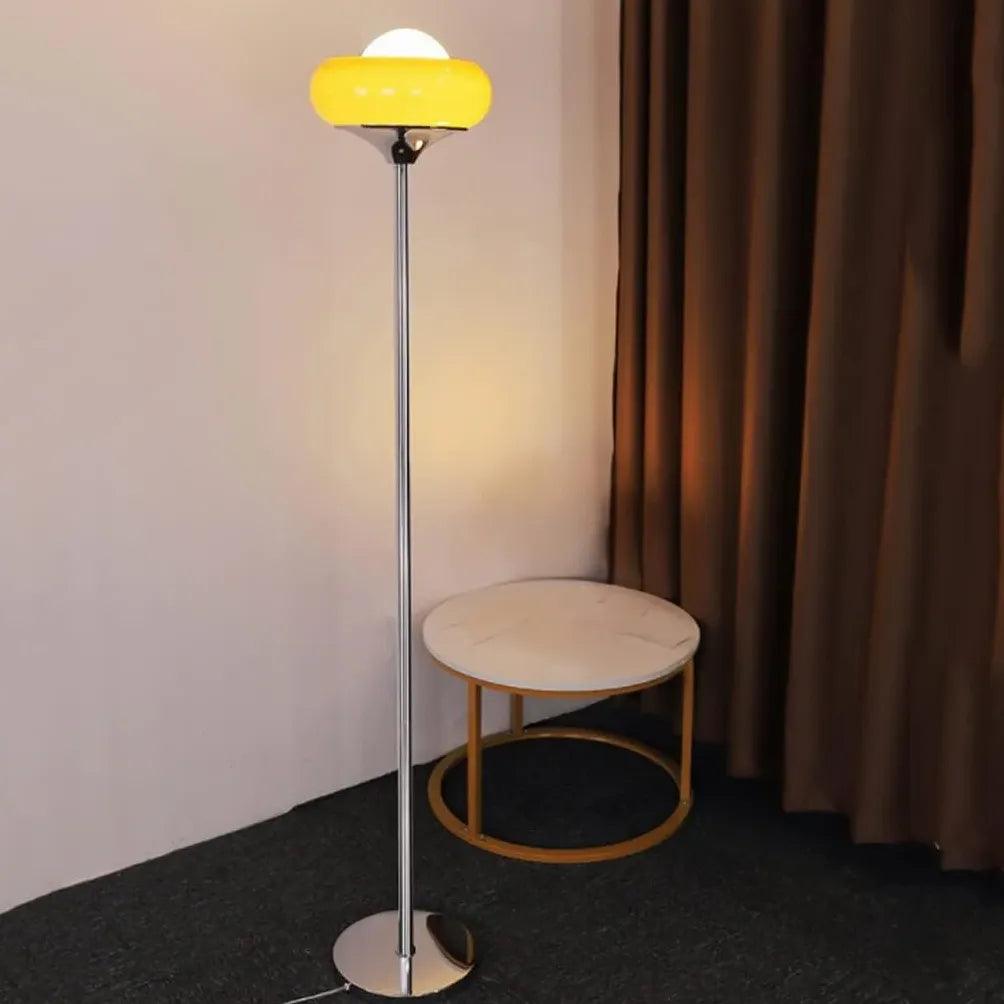 Vertical Slender Circular Lampshade Glass Floor Lamp - Clowas
