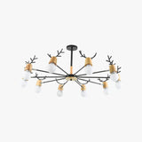 Multi-Armed Deer Head Wooden Chandelier - Clowas