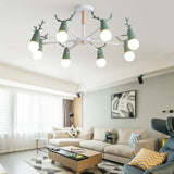 Multi-Armed Deer Head Wooden Chandelier - Clowas
