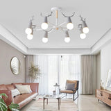 Multi-Armed Deer Head Wooden Chandelier - Clowas