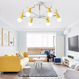 Multi-Armed Deer Head Wooden Chandelier - Clowas
