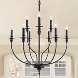Multi-Head Candle Design Black Chandelier - Clowas