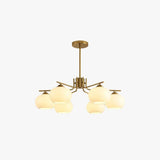 Cream Style Persimmon Glass Brass and Glass Chandelier