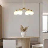 Cream Style Persimmon Glass Brass and Glass Chandelier