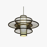 Contemporary Chinese Bamboo Woven Light Pendant for Living Room