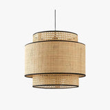 Multi Level Cylinder Rattan Vintage Pendant Light - Clowas