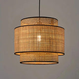 Multi Level Cylinder Rattan Vintage Pendant Light - Clowas