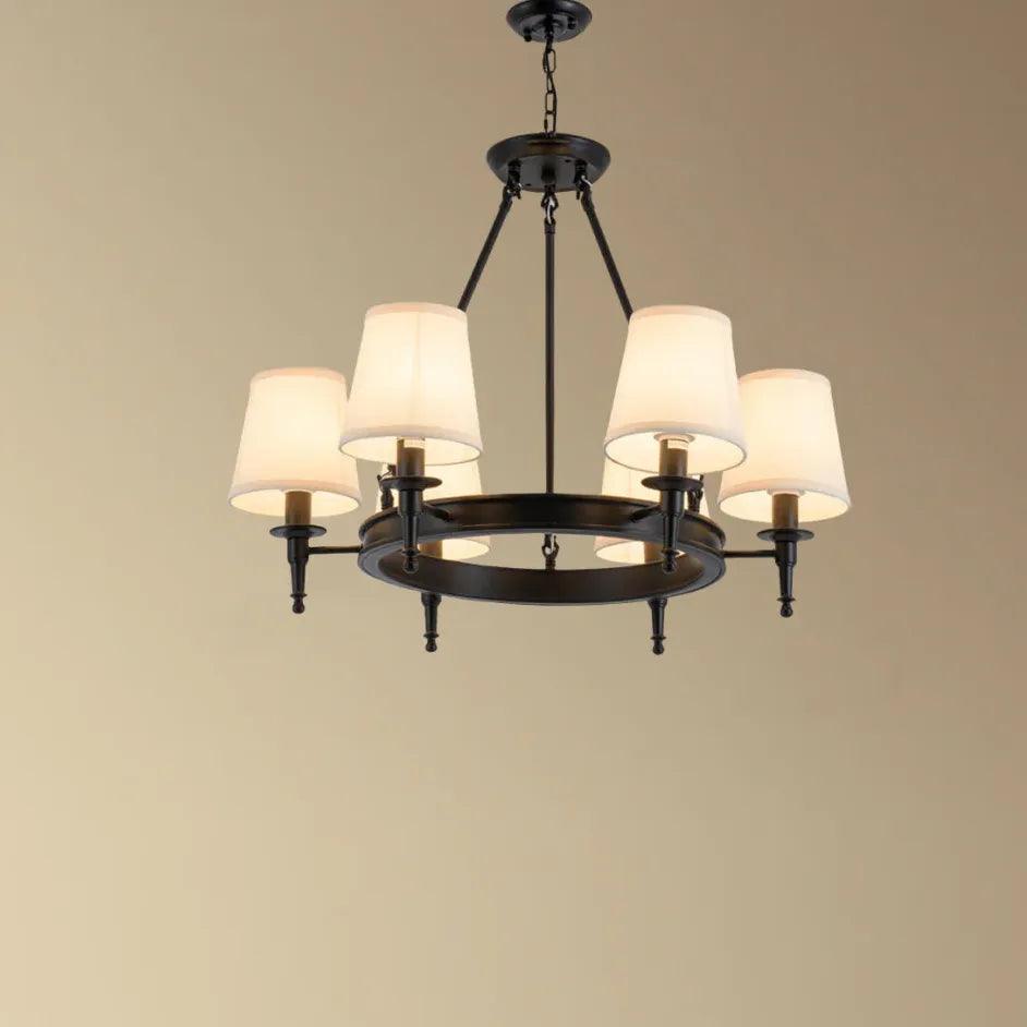 Multi-Light Fabric Shade Industrial Living Room Chandelier - Clowas