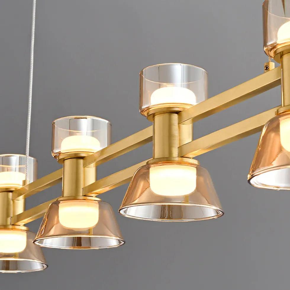 Multi-Light Linear Glass Dining Room Pendant Light - Clowas