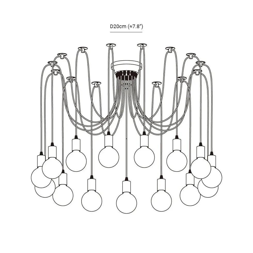 Multi-Light Spider Web Black LED Chandelier - Clowas