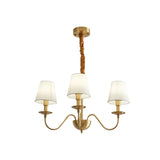 Multi-Light White Shade Gold Vintage Chandelier - Clowas