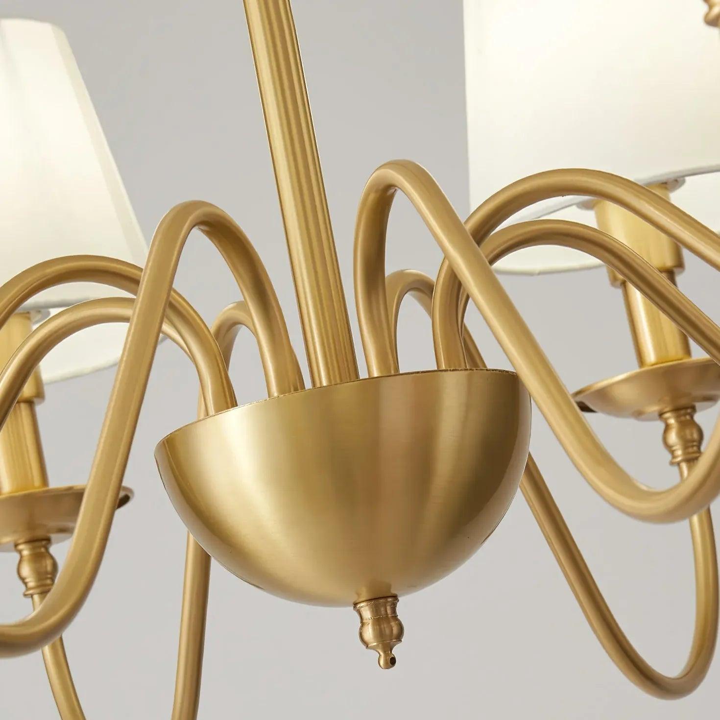 Multi-Light White Shade Gold Vintage Chandelier - Clowas