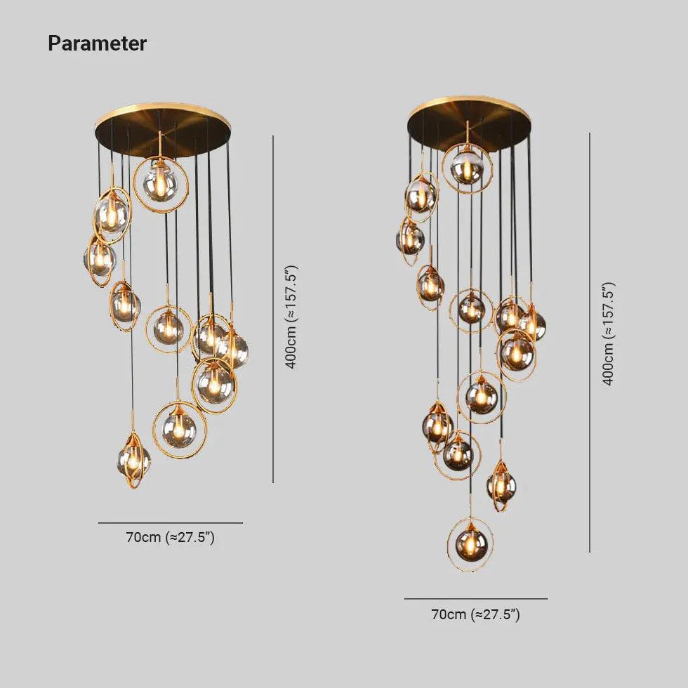 Multi-Sphere Metal Ring Modern Chandelier - Clowas