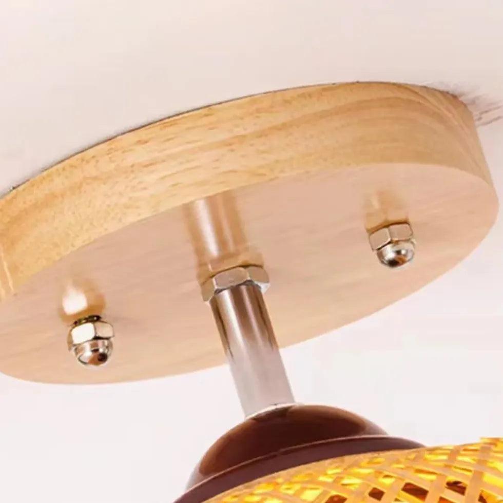 Trapezoid Lantern Rattan Flush Ceiling Lights - Clowas
