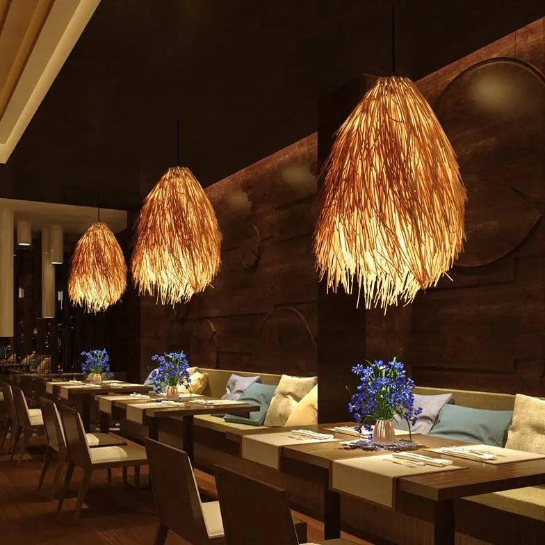 Broom Hanging Dining Room Rattan Pendant Light - Clowas