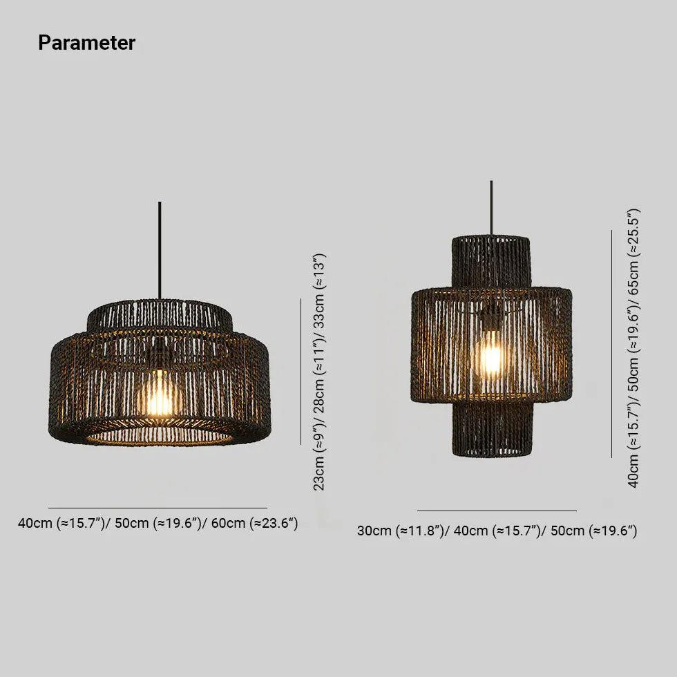 Simple Dark Tones Rattan Pendant Light - Clowas