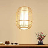 Long Column Weaving Rattan Vintage Pendant Light - Clowas