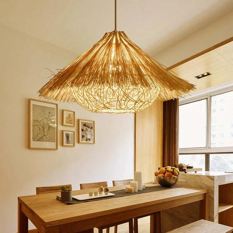 Umbrella Cover Dining Room Rattan Pendant Light - Clowas
