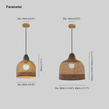 Modern Rattan Pendant Light with Glass for Living Room